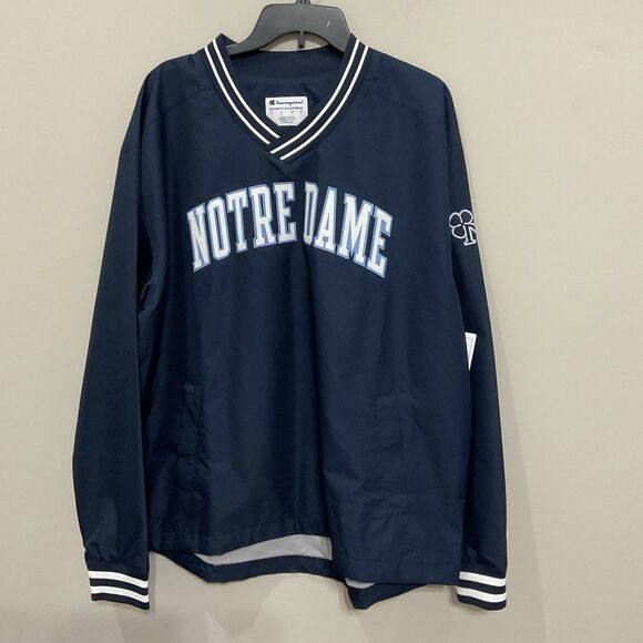 Champion Notre Dame Fighting Irish Pullover Jacket Sz Lg Windbreaker New Lined - Picture 1 of 8
